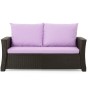 Gartensofa mit lila Setgarden Kissen (120x60x50 cm) für Polyrattan Möbel.