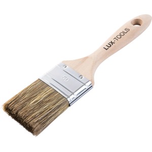 LUX-TOOLS PRO Flachpinsel Lasur, 50 mm breit, mit Holzgriff und Synthetikborsten.