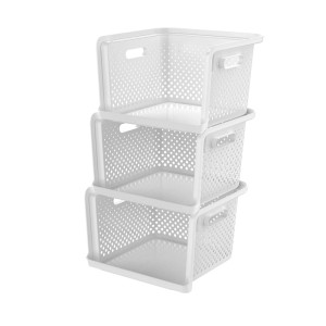 Gestapelte SmartStore Aufbewahrungskörbe Essence in Off-White. Praktische Aufbewahrungsboxen.