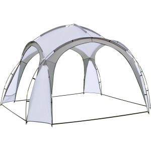 Hellgraues Eventzelt Eldora 3,5x3,5m, Pavillon mit UV-Schutz und Mesh-Seitenwänden.