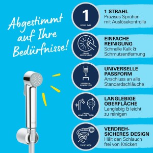 Grohe QuickFix Vitalio Trigger Spray Brauseset, Chrom, mit Antikalk-System und Twistfree-Funktion.