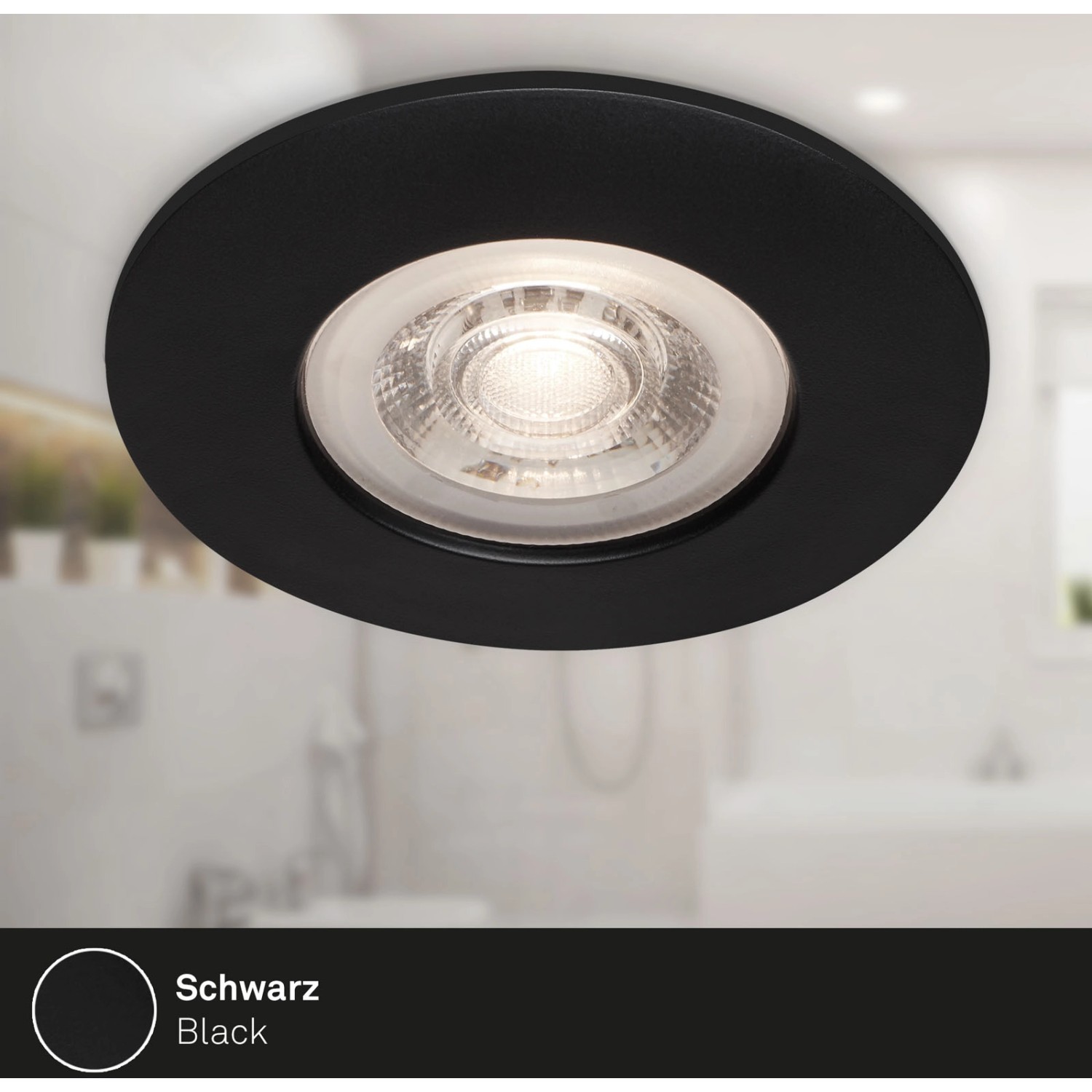 Schwarzer, matter LED-Einbaustrahler Kulana von Brilo, 4er Set, geeignet für Bad und Innenbereich.
