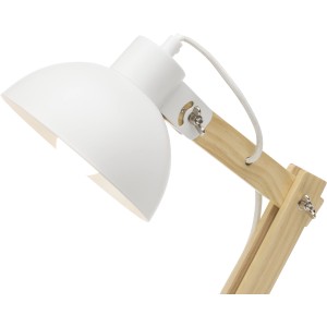 Weiße Brilliant Tischlampe Moda mit Holzgestell, verstellbare Schreibtischlampe für E27 Leuchtmittel.