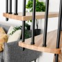Detailaufnahme: Minka Spindeltreppe Spiral Wood Buche, schwarze Metallstäbe, helle Holzstufen.