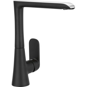 baliv Küchenarmatur KI-5071 in Chrom-Schwarz, Einhebelmischer mit schwenkbarem Auslauf.