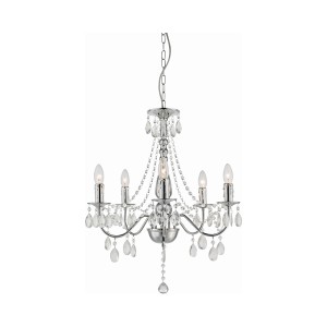 Globo Deckenleuchte WILLIAM, 5-flammig, Chrom, mit Acrylglas-Behang.