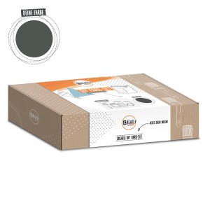 CREATE! by OBI DIY Farb-Set Graphit, 125ml, im Karton mit Farbbeispiel.