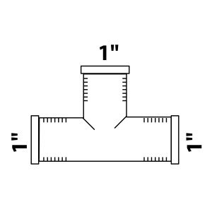 Abbildung eines blanken Kirchhoff T-Stück 30,3 mm (1 IG) Gewindefittings.