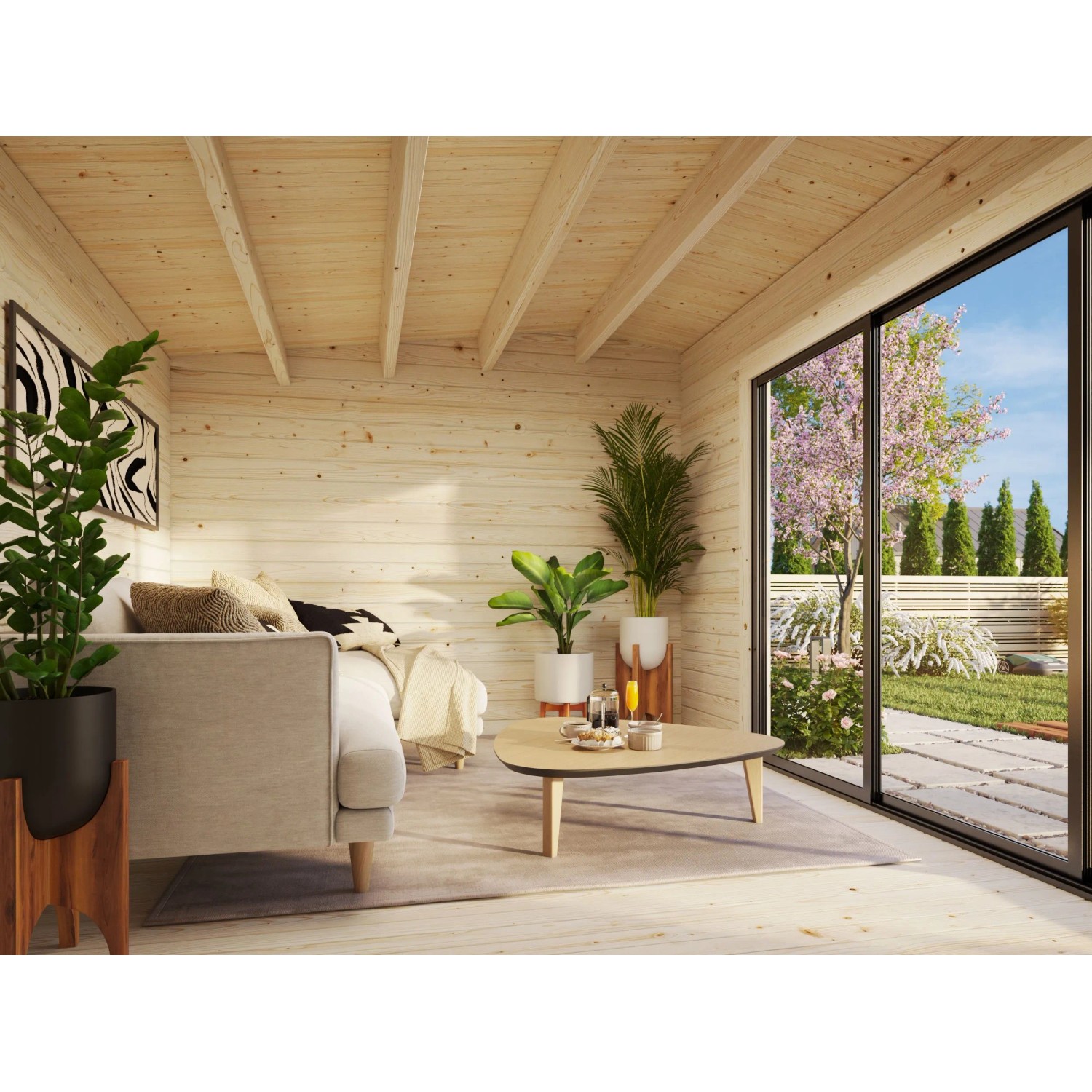 Palmako Gartenhaus Ines Slide Plus 480 x 300 cm Lackiert Hellgrau ...