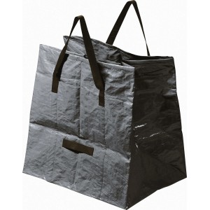 Anthrazitfarbener Gartenabfallsack mit Tragegriffen, 245 l Volumen.