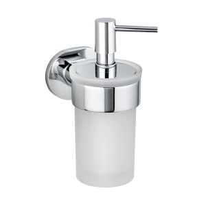 Wenko Seifenspender Maribor, silber glänzend, 150ml, aus Zinkdruckguss und satiniertem Glas.