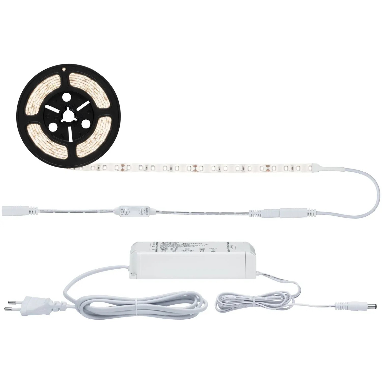 Paulmann LED-Power Strip Set, 3m, dimmbar, warmweiß, mit Trafo und Stecker.