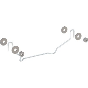 Geberit Kerafix Befestigungsset für Halbsäule, bestehend aus Bügel, Unterlegscheiben und Muttern.