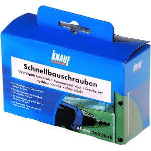 Knauf Schnellbauschrauben 3,5x45mm, 200 Stück im blauen Karton. Zubehör für Gipskartonplatten.