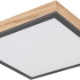 Quadratische LED Deckenleuchte Doro, 30 cm, mit Holz- und Aluminiumrahmen in Grafit.