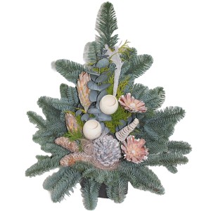 Grabschale Nobilis, Ø 18cm, mit Tanne, Zapfen, Kugeln und Blüten als dekoratives Grabgesteck.