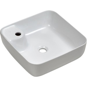 Pelipal Keramik Aufsatzbecken 4035, weiß, quadratisch mit Armaturbohrung.