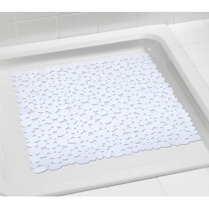 Wenko Duscheinlage Paradise White, 54x54 cm, mit Stein-Motiv und Saugnäpfen in weiß.