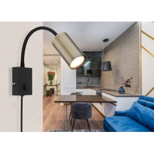 Globo Wandlampe Robby 1-flammig Schwarz matt 70 x 440 mm