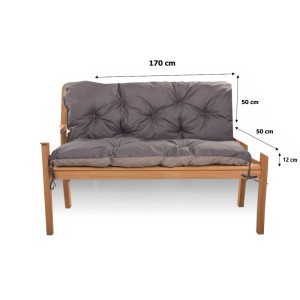 Anthrazitfarbenes Bankkissen 170x50x50 cm für 3-Sitzer Gartenbank. Bequeme Sitzauflage für Outdoor.