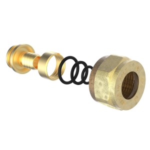 Kirchhoff Klemmfitting 16 mm x 1/2 IG für MSVR Blank, Einzelteile im Detail.
