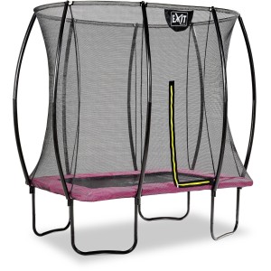 Rechteckiges EXIT Silhouette Trampolin Rosa 153x214cm mit Sicherheitsnetz.