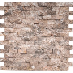 Marmormosaik Marron Emperado Brick Natural, 32x32 cm, für Küche und Bad.
