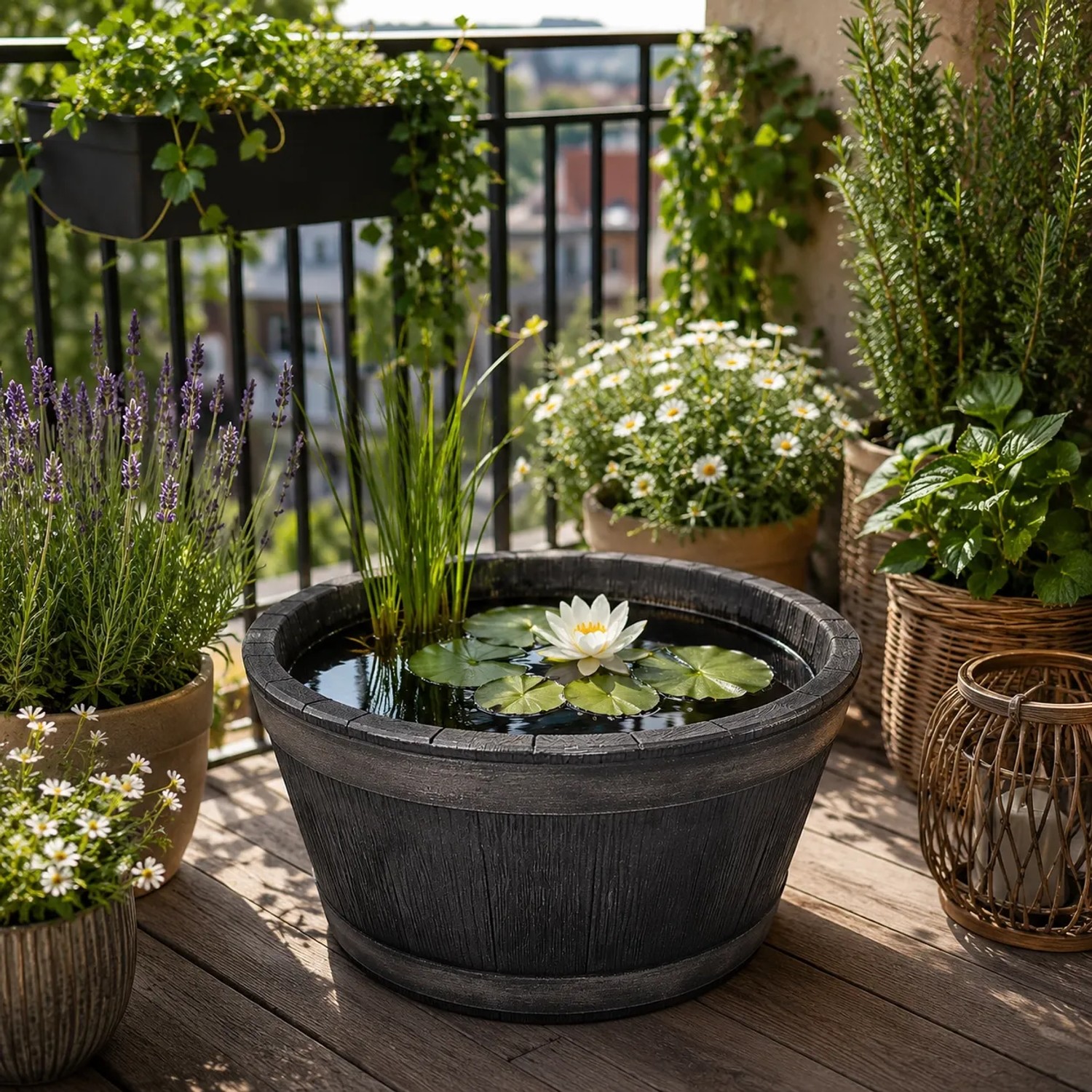 BigDean Weinfass Eichenfass Kunststoff Bottich Blumenkasten Trog Zuber Gartenteich Mini Teich Fass Nachbildung Durchmesser 50 cm Höhe 25 cm ca. 38 kaufen bei OBI