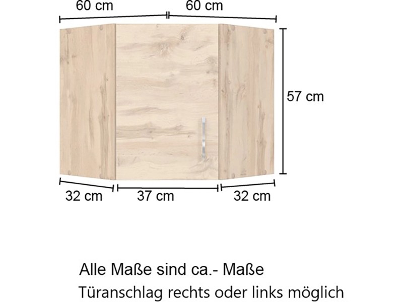 Held Möbel Eckhängeschrank Sorrento BxHxT 60 x 57 x 60 cm Wotaneiche- Wotaneiche kaufen bei OBI
