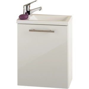 Posseik Badmöbel-Set Alexo, 2-teilig, weiß, mit Waschbecken, Armatur und Unterschrank für das Gäste-WC.