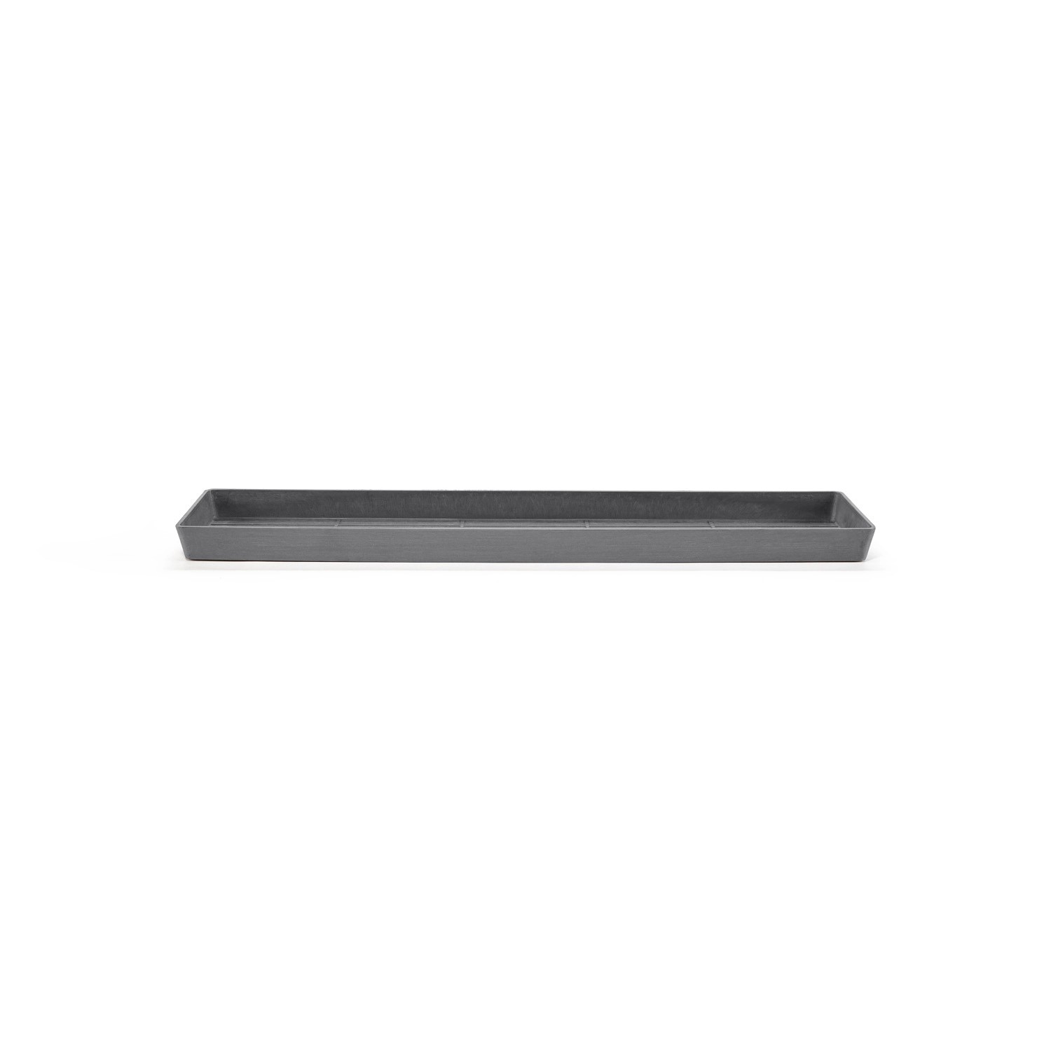 Eckiger, grauer Ecopots Untersetzer Bruges, 53,5x15,5x3,3 cm, für Blumentöpfe und Pflanzgefäße.