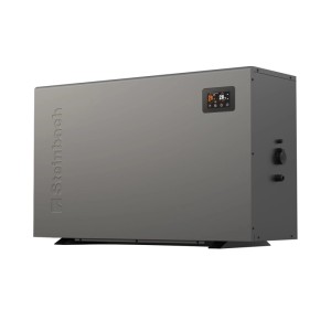 Steinbach Wärmepumpe Silent 13 für Pools bis 60.000 l, mit digitalem Display und grauer Verkleidung.