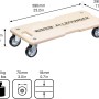 Wagner Transporthilfe 1327 mit 300 kg Tragkraft, Holzbrett mit Rollen.
