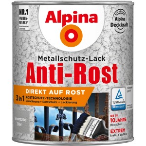 Alpina Metallschutz-Lack Anti-Rost Silber Hammerschlag 750 ml