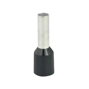 Schwarze Aderendhülse 6 mm² mit silbernem Metallteil für sichere Kabelverbindungen.