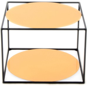 Kayoom Beistelltisch Cody, orange-schwarz, mit Glasplatten in Würfelform. Moderner Couchtisch.