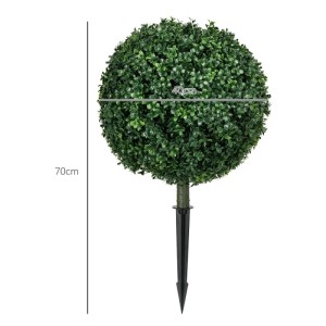 HOMCOM künstlicher Buchsbaum als Kugel, grün, 40x70 cm, mit Erdspieß. Teil eines 2er-Sets für Haus & Garten.