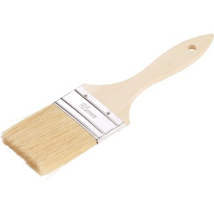 LUX Flachpinsel, 65 mm breit, mit hellem Holzgriff und Naturborsten.