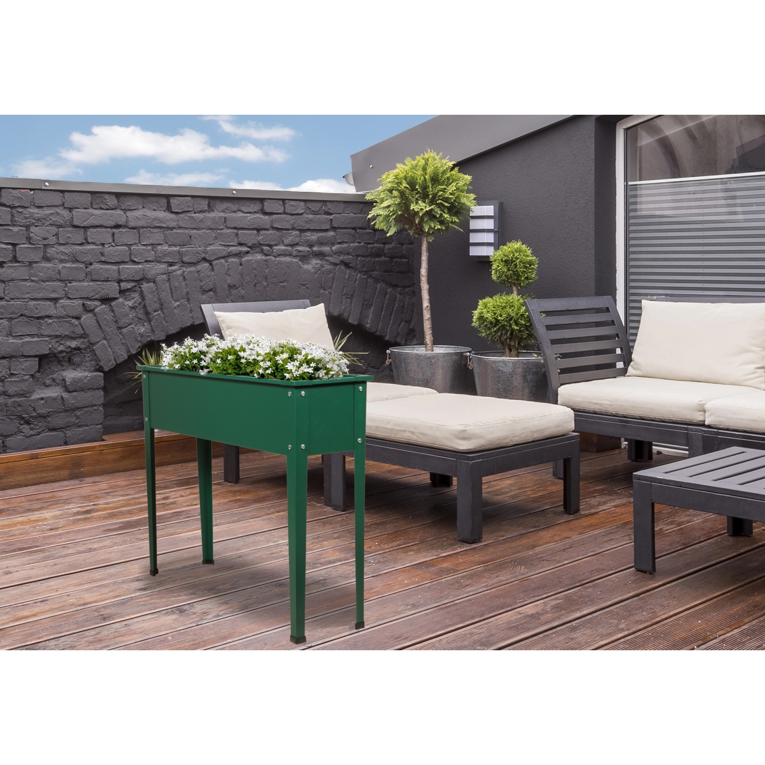 Floraworld Hochbeet Season, grün, 100x30x80cm, aus Stahlblech mit Kunststoff-Füßen.