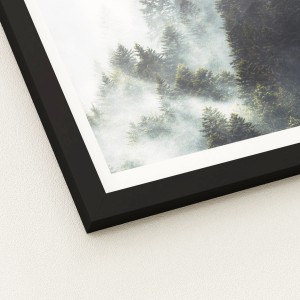 Gerahmtes Bild Anonymus Foggy Trees (32,5x32,5 cm) mit Waldmotiv im Nebel.