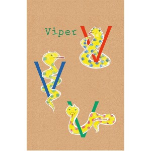 Komar Wandbild ABC Animal V, 50x70 cm mit bunten Schlangen als Buchstaben für Kinderzimmer.