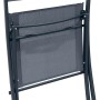 Zusammengeklappter Klappstuhl aus dem 3-teiligen Balkon-Set Rivadavia, Stahl Anthrazit.