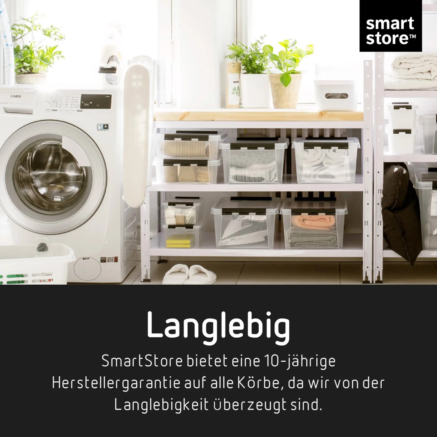 SmartStore Aufbewahrungsboxen Classic (1 l) im Regal. Transparente Boxen mit Deckel für vielseitige Aufbewahrung.