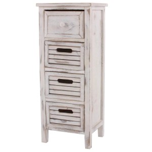 Weiße MCW Kommode H18 mit 4 Schubladen aus Holz im Landhausstil.