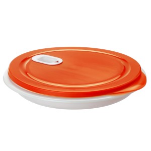 Rotho Mikrowellenteller XL 1,2 l in Papaya: Küchenhelfer für unterwegs, mit dichtem Deckel.