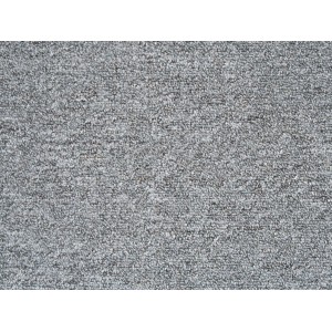 Grauer Teppichboden Ron als Meterware, 400 cm breit, Schlingenstruktur.