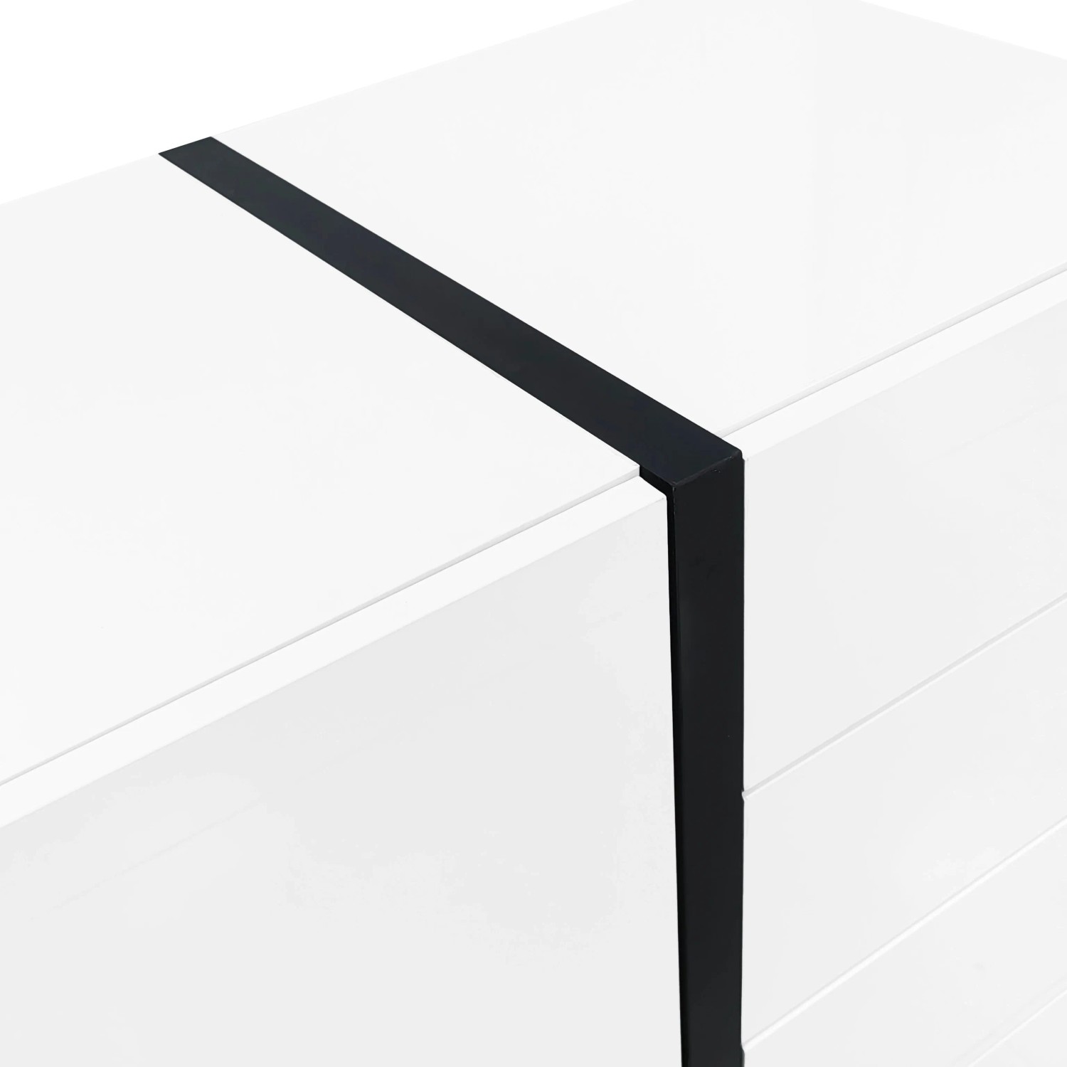 okwish Sideboard mit 2 Türen 4 Schubladen Wohnzimmer Esszimmer 150x40x80cm Weiß_10