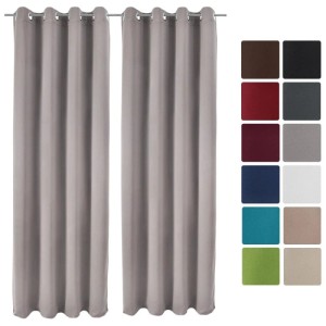 Graue Beautissu Amelie Blackout Vorhänge, 2er Set, 140x245 cm mit Ösen.