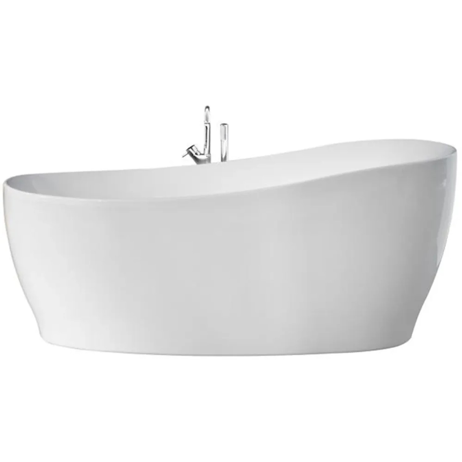 Freistehende Badewanne Aviva, 180x85 cm, Weiß, aus Sanitäracryl mit Armatur.