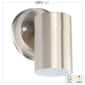 Runde LED`s light Außenwandleuchte aus Edelstahl, 1-flammig.